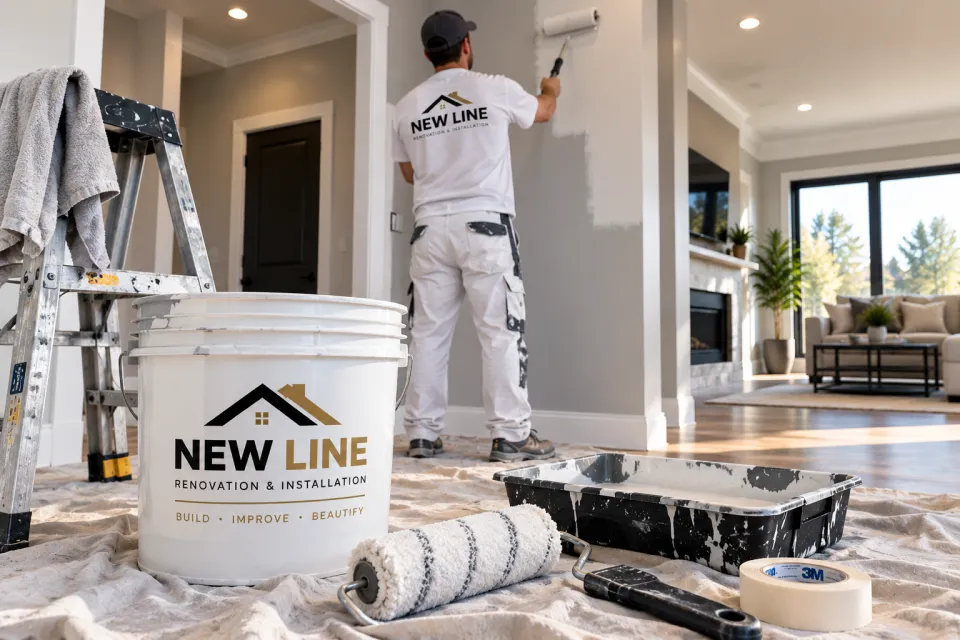 Freshly painted interior walls and trim